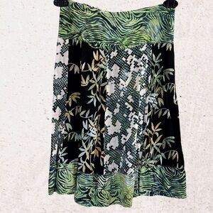 Green and Black A-Line Mini Skirt